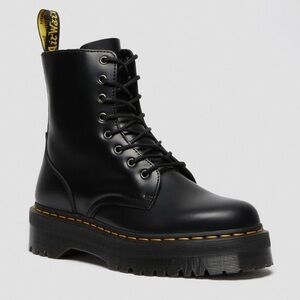 Dr. Martens Jadon Hi Polished Smooth Flatform Boots Leather Black 6 Platform